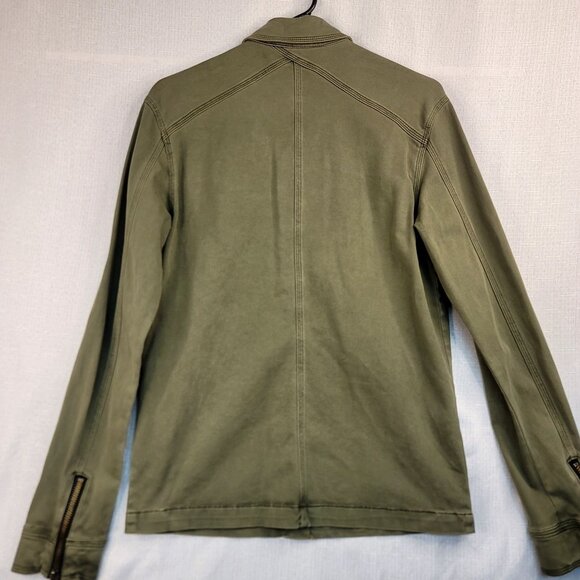 Michael Stars Small Olive Green Cotton Blend Military Shirt Jacket Zip Utility - Picture 4 of 13